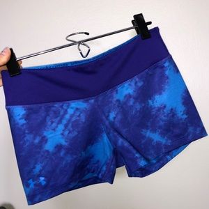 UNDER ARMOUR Blue Tie-Dye Spandex Shorts